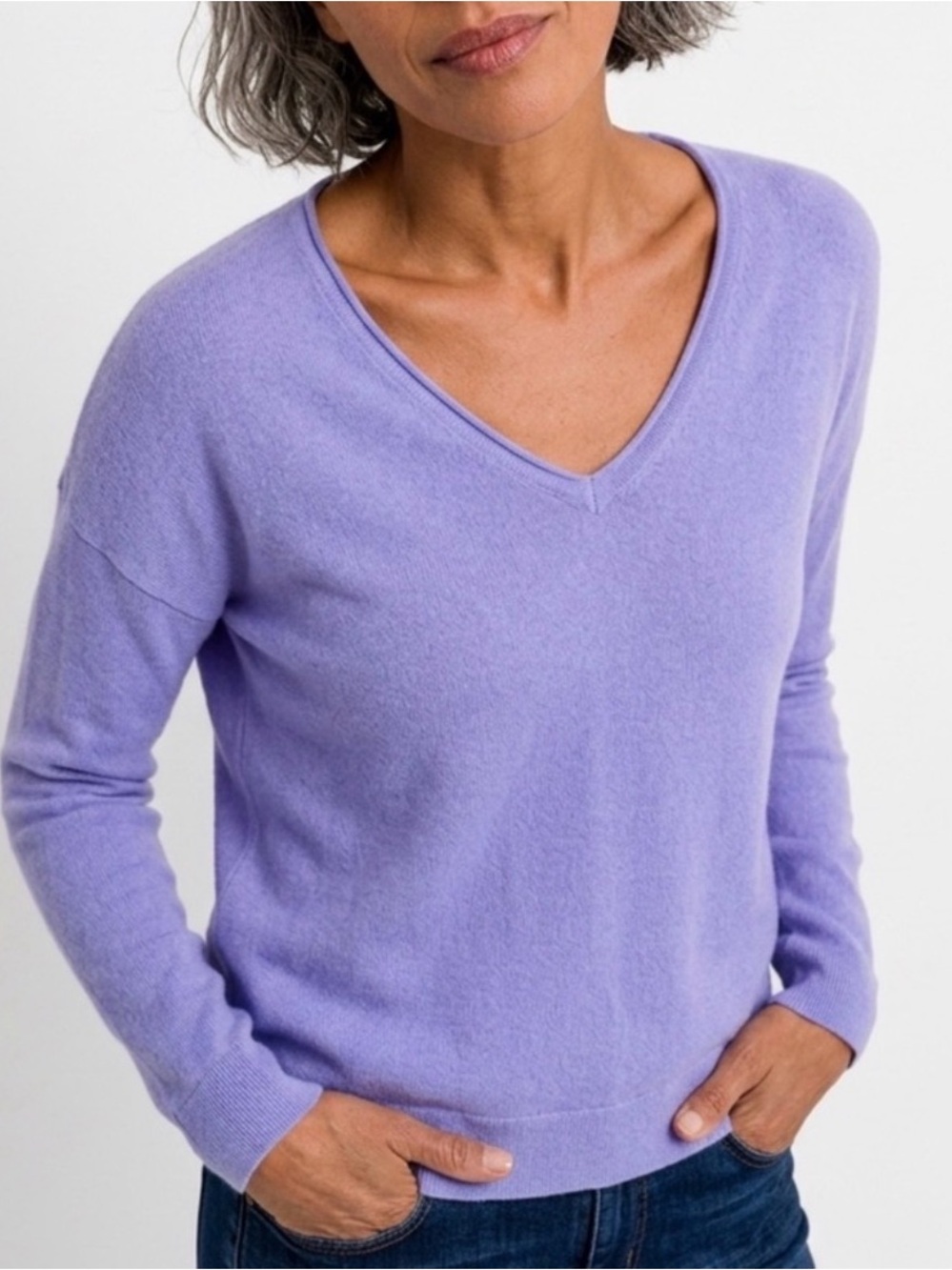 J.Jill Lavender Periwinkle V-Neck Drop Shoulder Knit Sweater XS
